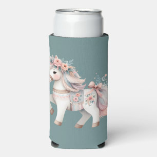 Rafraîchisseur Pour Canette Slim Illustration de l'Imaginaire Floral Pastel Horse