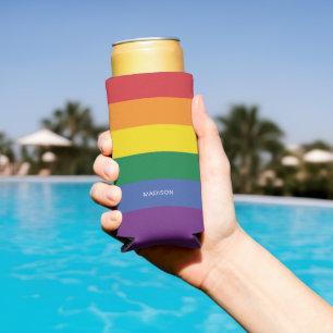 Rafraîchisseur Pour Canette Slim Indicateur Rainbow du nom personnalisé