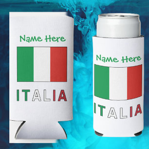 Rafraîchisseur Pour Canette Slim Italia et Drapeau Italien avec Votre Nom