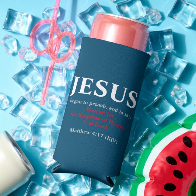 Rafraîchisseur Pour Canette Slim Jésus Commença À Prêcher. Matthieu 4:17 (Été in situ)