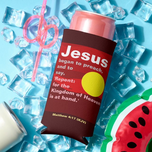 Rafraîchisseur Pour Canette Slim Jésus Commença À Prêcher. Matthieu 4:17 Coucher de (Été in situ)