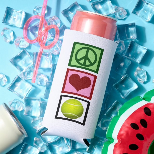 Rafraîchisseur Pour Canette Slim Joueur de tennis Peace Love (Été in situ)