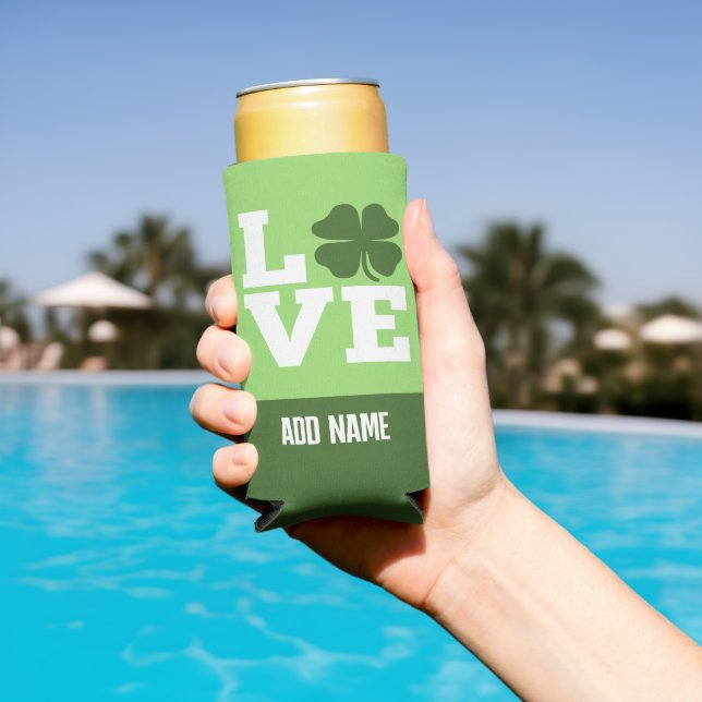 Rafraîchisseur Pour Canette Slim Jour de la Saint Patrick LOVE avec shamrock (Piscine in situ)