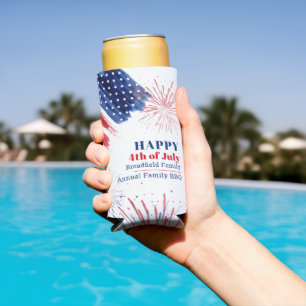 Rafraîchisseur Pour Canette Slim Joyeux 4 juillet Fête de l'Indépendance USA Family