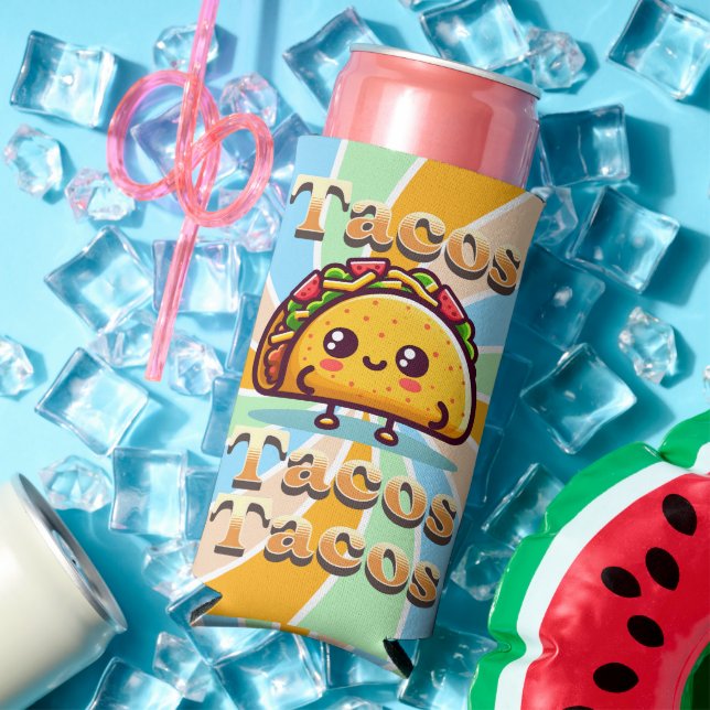 Rafraîchisseur Pour Canette Slim Kawaii Cartoon Tacos (Été in situ)
