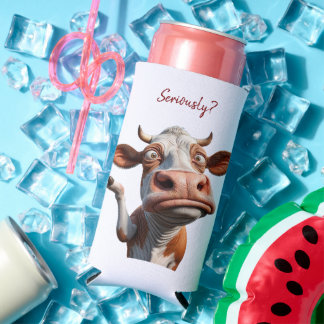Rafraîchisseur Pour Canette Slim La vache sotte - "Sérieusement ?" Conception amusa