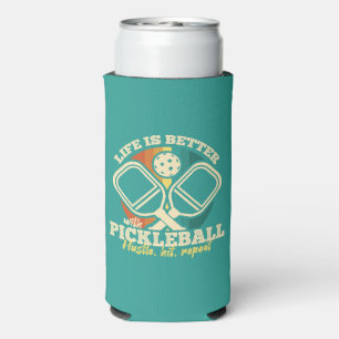 Rafraîchisseur Pour Canette Slim La vie est meilleure avec Pickleball Retro Style G