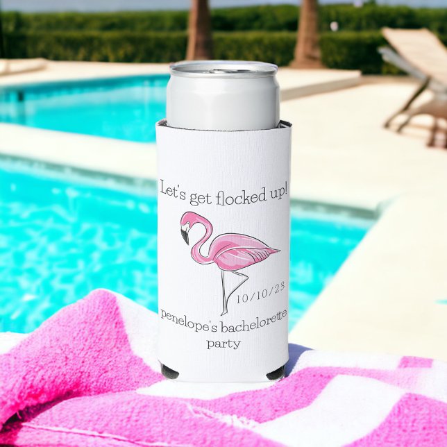 Rafraîchisseur Pour Canette Slim Laisser s'empiler Flamant rose Bachelorette (Créateur téléchargé)