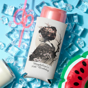 Rafraîchisseur Pour Canette Slim L'art au lavis d'encre Geisha japonaise Anniversai