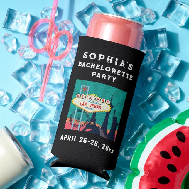 Rafraîchisseur Pour Canette Slim Las Vegas Bacherolette Party Mariage Faveur (Été in situ)