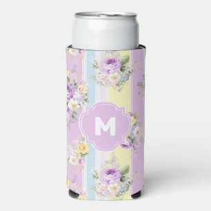 Rafraîchisseur Pour Canette Slim Lavande customisée Florale rayée