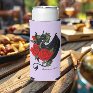 Rafraîchisseur Pour Canette Slim Lavande de roses rouges de dragon noir