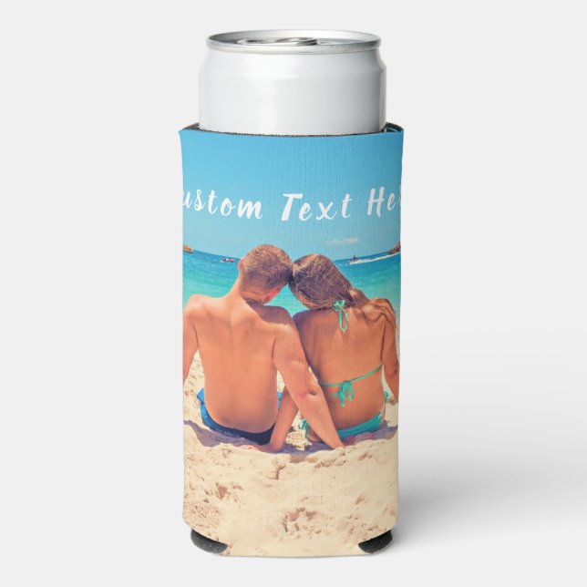 Rafraîchisseur Pour Canette Slim Le texte photo personnalisé peut refroidir vos pho (Seltzer Verso)