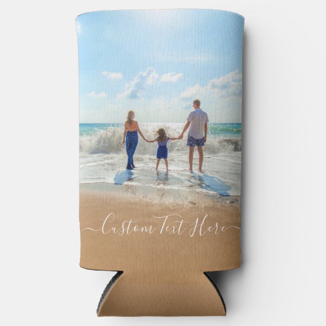 Rafraîchisseur Pour Canette Slim Le texte photo personnalisé peut refroidir vos pho (Recto)