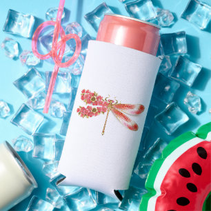 Rafraîchisseur Pour Canette Slim libellule de fleurs avec sakura de bijoux