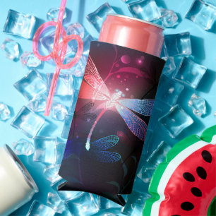 Rafraîchisseur Pour Canette Slim libellule rouge brillante
