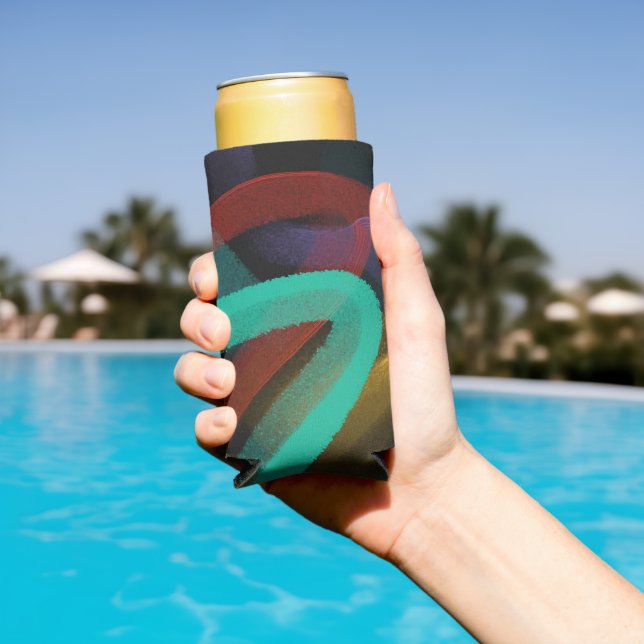 Rafraîchisseur Pour Canette Slim Lignes peintes Abstraites modernes (Piscine in situ)