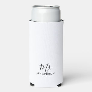 Rafraîchisseur Pour Canette Slim M. et Mme. Script moderne noir et blanc