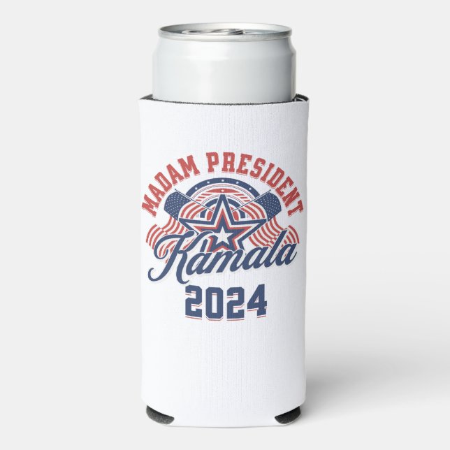 Rafraîchisseur Pour Canette Slim Madame la Présidente Kamala Harris 2024 (Seltzer Verso)