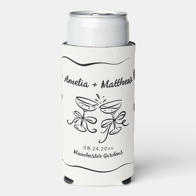 Rafraîchisseur Pour Canette Slim Mariage à main moderne et capricieux (Seltzer Recto)