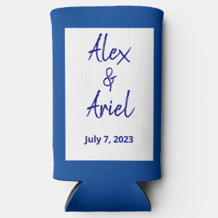 Rafraîchisseur Pour Canette Slim Mariage blanc et bleu profond moderne