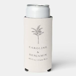 Rafraîchisseur Pour Canette Slim Mariage de Destination Palmier Mince Élégant Perso