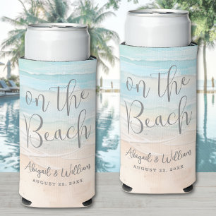 Rafraîchisseur Pour Canette Slim Mariage d'été à l'aquarelle sur la plage