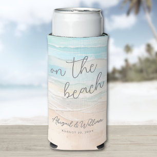 Rafraîchisseur Pour Canette Slim Mariage d'été à l'aquarelle sur la plage