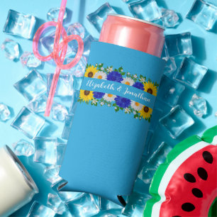 Rafraîchisseur Pour Canette Slim Mariage Floral bleu ciel d'été