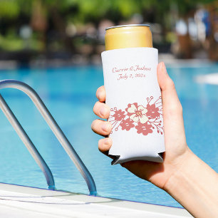 Rafraîchisseur Pour Canette Slim Mariage minimaliste des fleurs rouges et blanches