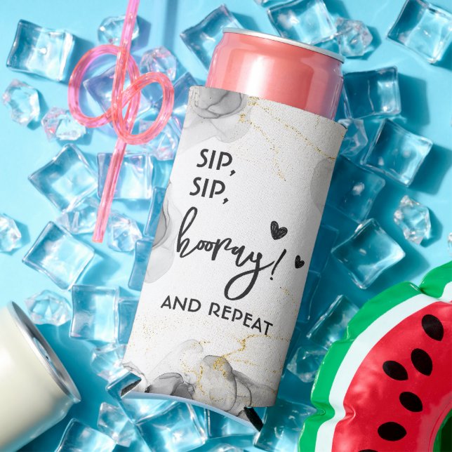 Rafraîchisseur Pour Canette Slim Mariage moderne Modèle noir et blanc simple (Été in situ)