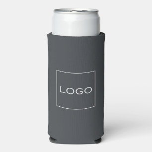 Rafraîchisseur Pour Canette Slim Marque de logo personnalisé, gris charbon classiqu
