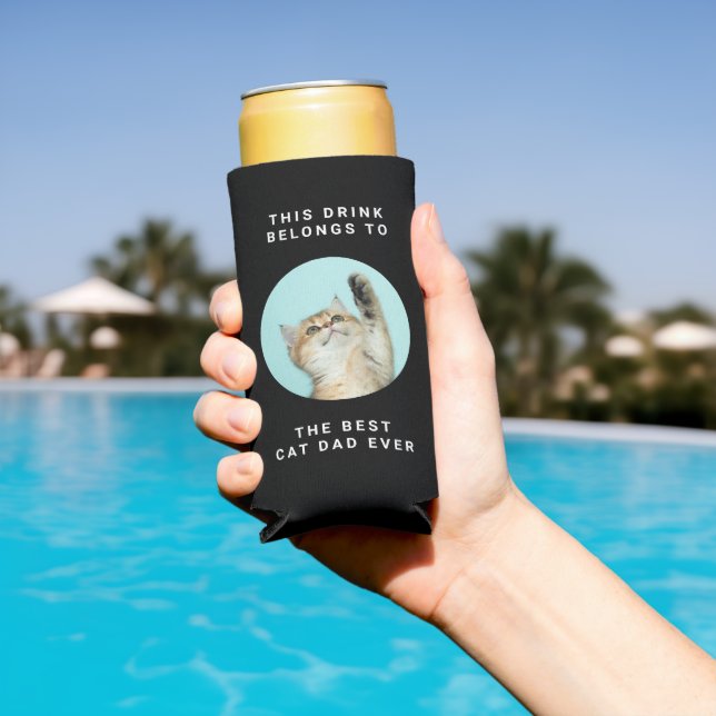 Rafraîchisseur Pour Canette Slim Meilleur Chat Papa Jamais Personnalisé Texte & 2 P (Piscine in situ)