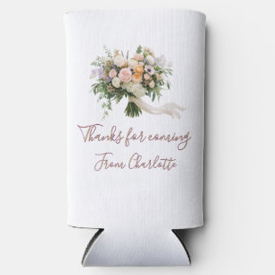 Rafraîchisseur Pour Canette Slim merci d'être venu bouquet floral vert bleu nom