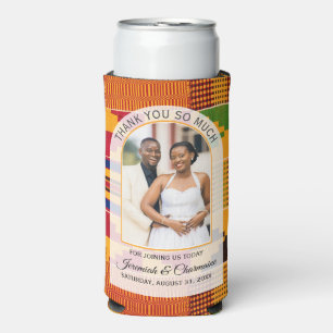 Rafraîchisseur Pour Canette Slim MERCI INVITÉS Africain Ghanéen Kente MARIAGE