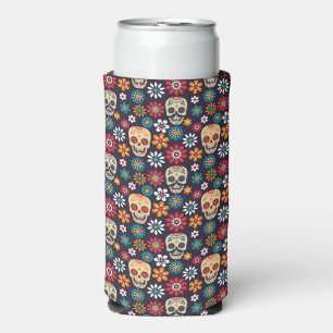 Rafraîchisseur Pour Canette Slim Modèle floral crâne rouge