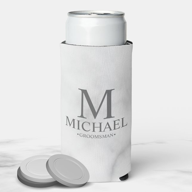Rafraîchisseur Pour Canette Slim Moderne Personnalisé Groomsman Seltzer Can Cooler (Créateur téléchargé)