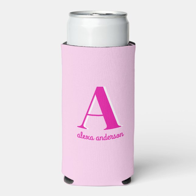 Rafraîchisseur Pour Canette Slim Monogramme Dolly Rétro Rose chaud (Seltzer Recto)