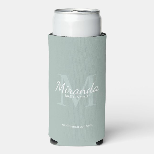 Rafraîchisseur Pour Canette Slim Monogramme et nom de la servante d'accueil personn (Seltzer Recto)