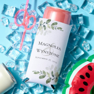 Rafraîchisseur Pour Canette Slim Monogramme Mariage Eucalyptus