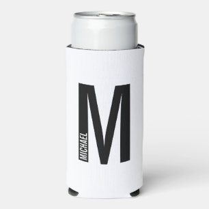 Rafraîchisseur Pour Canette Slim Monogramme moderne personnalisé et nom Can Coo