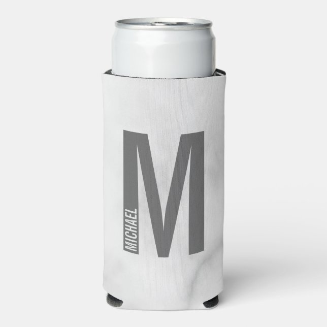 Rafraîchisseur Pour Canette Slim Monogramme moderne personnalisé et nom Can Coo (Seltzer Recto)