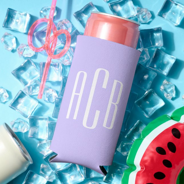 Rafraîchisseur Pour Canette Slim Monogramme simple à trois lettres pâle (Été in situ)