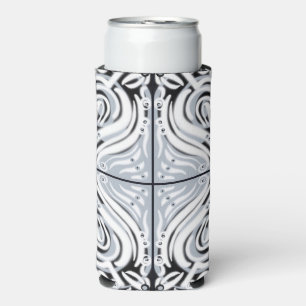 Rafraîchisseur Pour Canette Slim Motif Abstrait Courbé Gris Noir Blanc