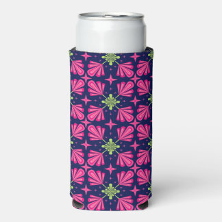 Rafraîchisseur Pour Canette Slim Motif abstrait de pétales floraux roses géométriqu