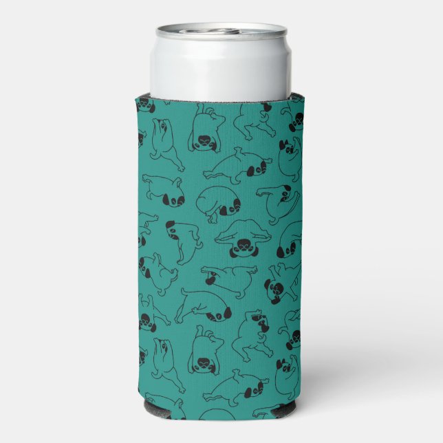 Rafraîchisseur Pour Canette Slim motif de chien de chien de chien de yoga turquoise (Seltzer Verso)