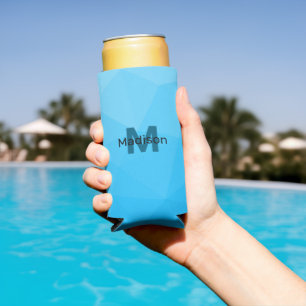 Rafraîchisseur Pour Canette Slim Motif de maillage géométrique cyan noir