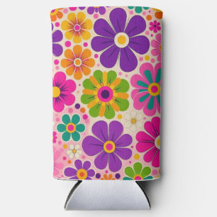 Rafraîchisseur Pour Canette Slim Motif floral rétro coloré floral 