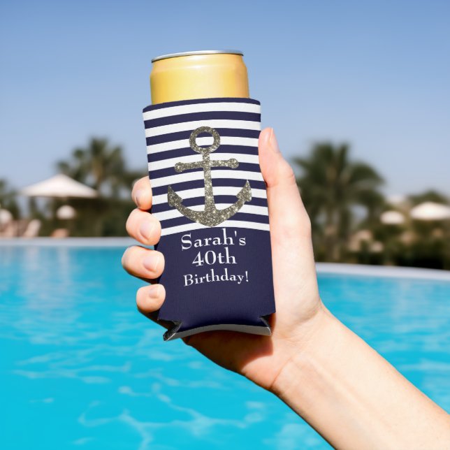Rafraîchisseur Pour Canette Slim Nautical Sailing Ancre 40e Anniversaire (Piscine in situ)