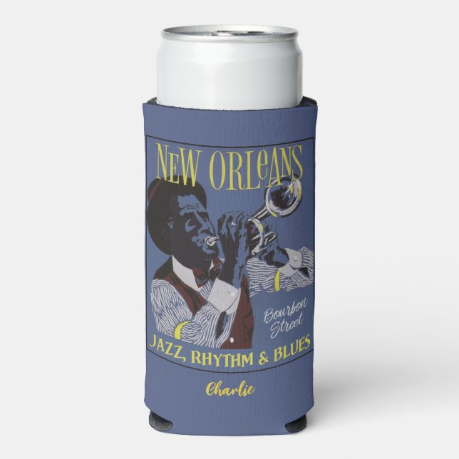Rafraîchisseur Pour Canette Slim New Orleans Music nom personnalisé (Seltzer Recto)